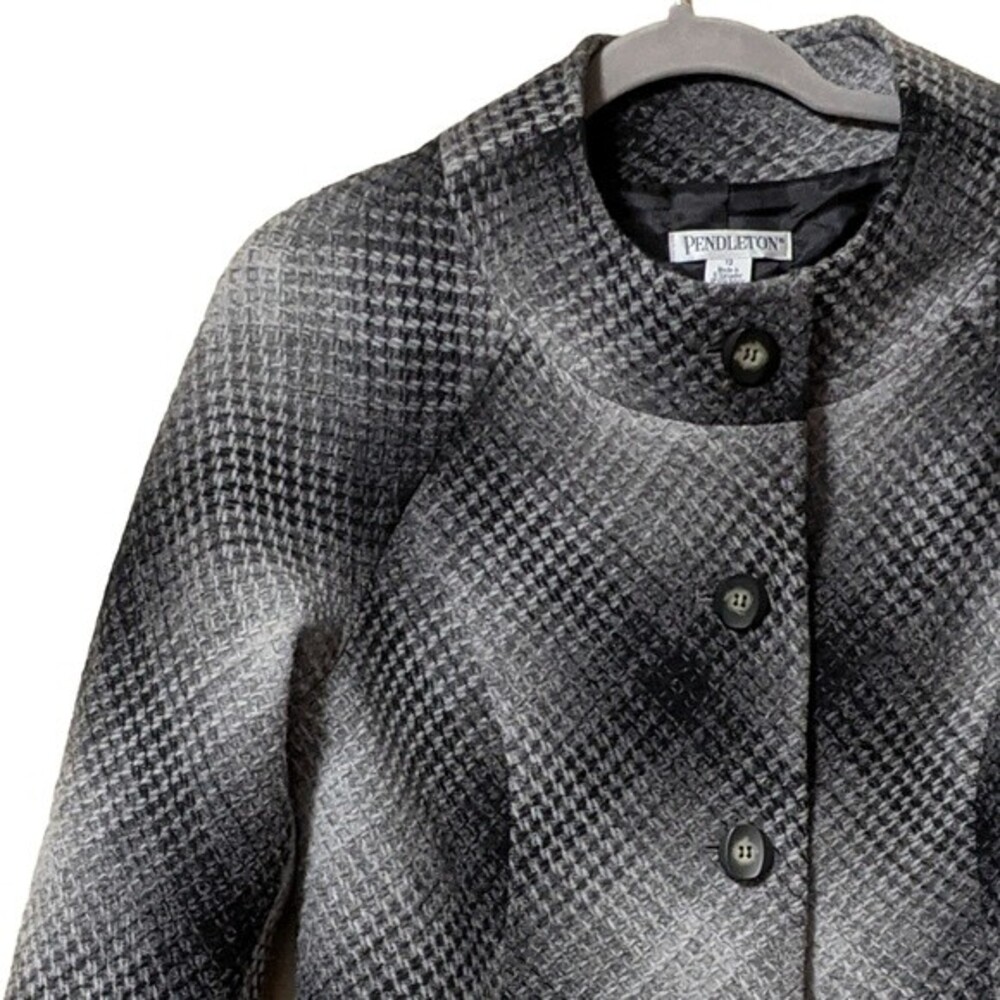 Pendleton lambs wool blend Blazer mandarin collar slit pockets size 12 - Picture 8 of 9